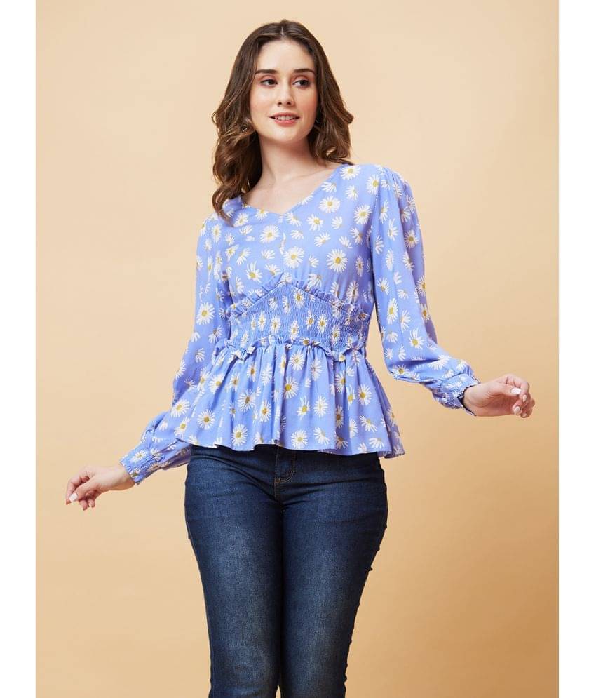     			Globus - Blue Viscose Women's Empire Top ( Pack of 1 )