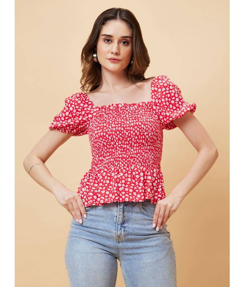     			Globus - Red Viscose Women's Regular Top ( Pack of 1 )