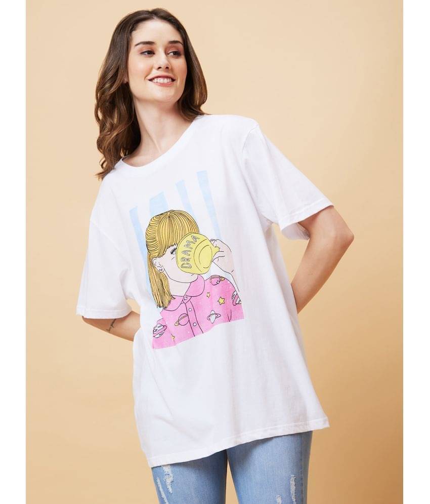     			Globus - White Cotton Regular Fit Women's T-Shirt ( Pack of 1 )