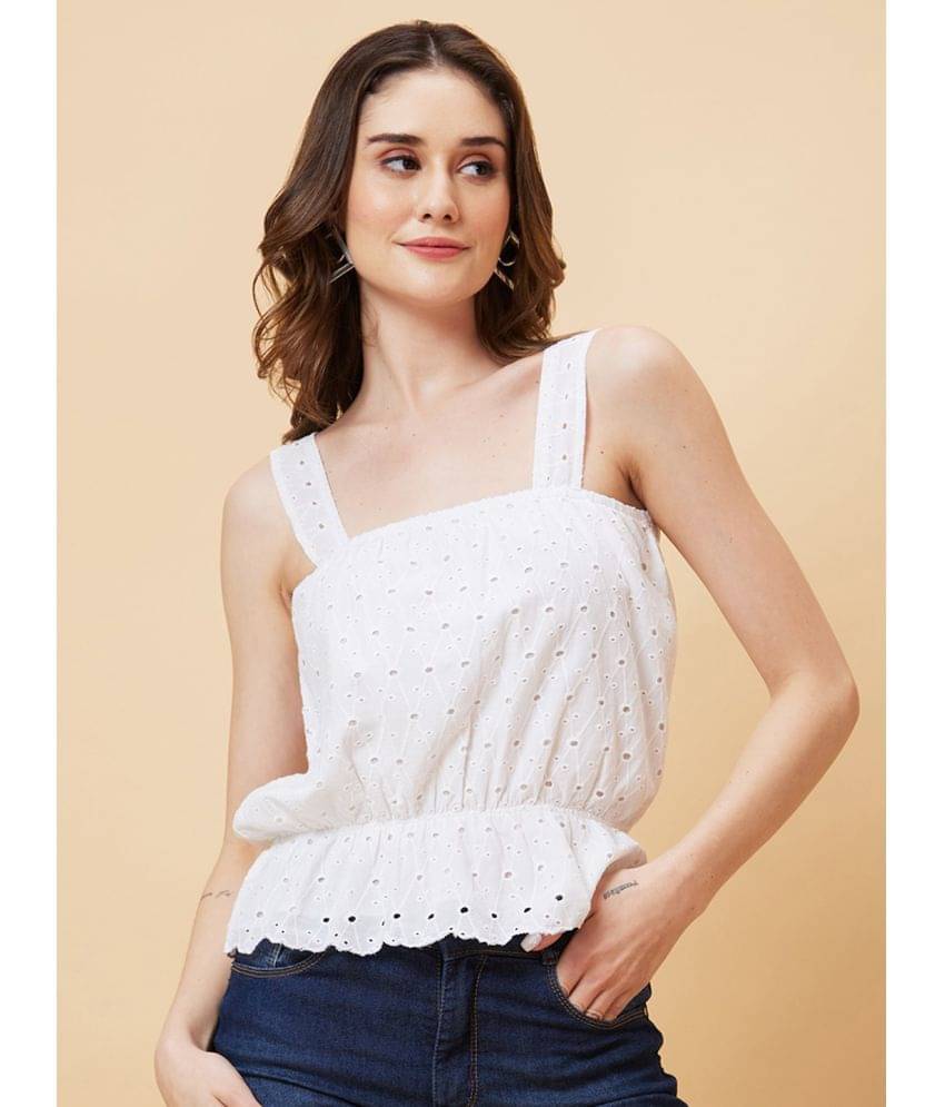     			Globus - White Cotton Women's Regular Top ( Pack of 1 )
