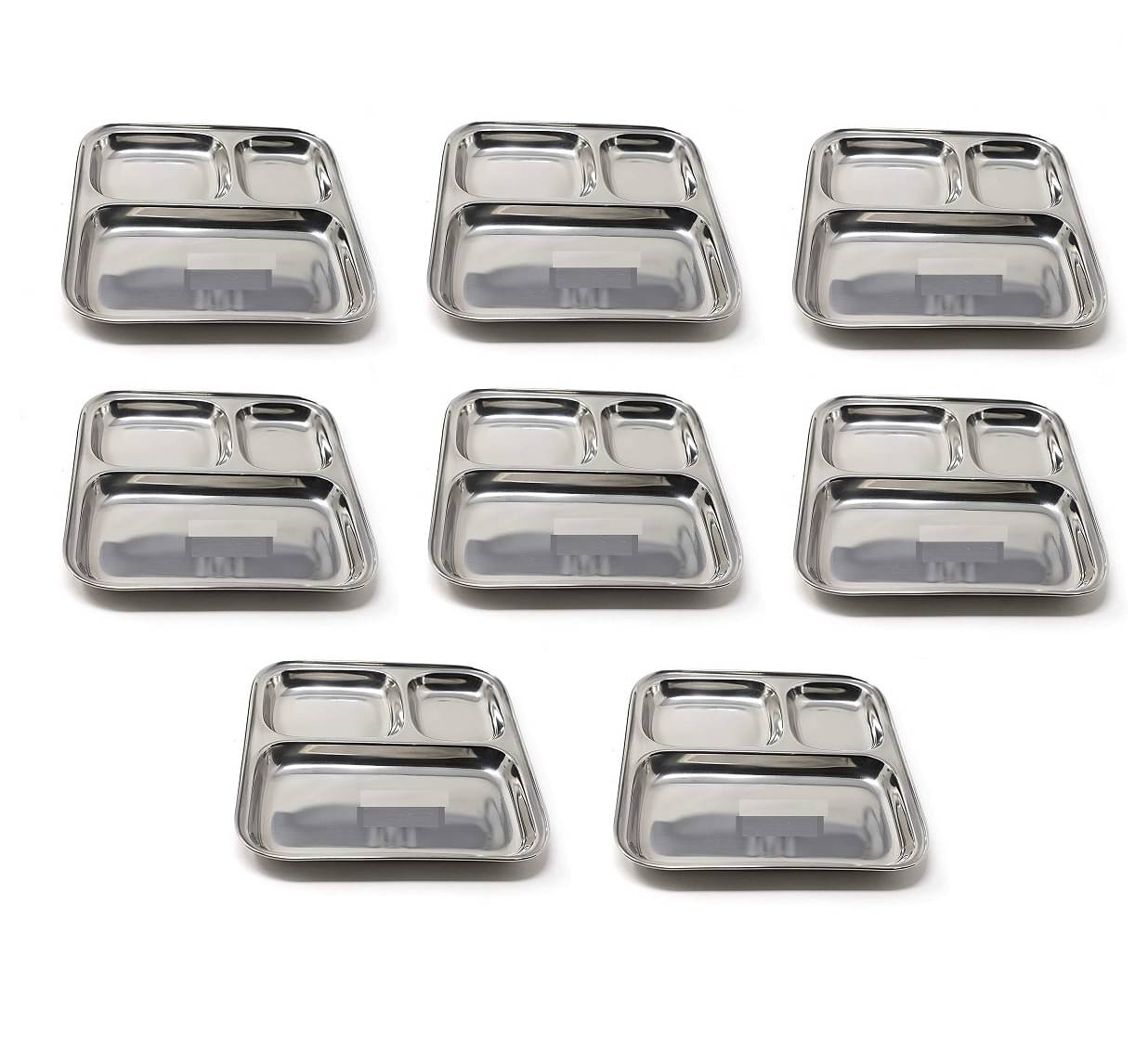 Dynore 8 Pcs Stainless Steel Silver Partition Plate Dynore 8 Pcs Stainless Steel Silver Partition Plate