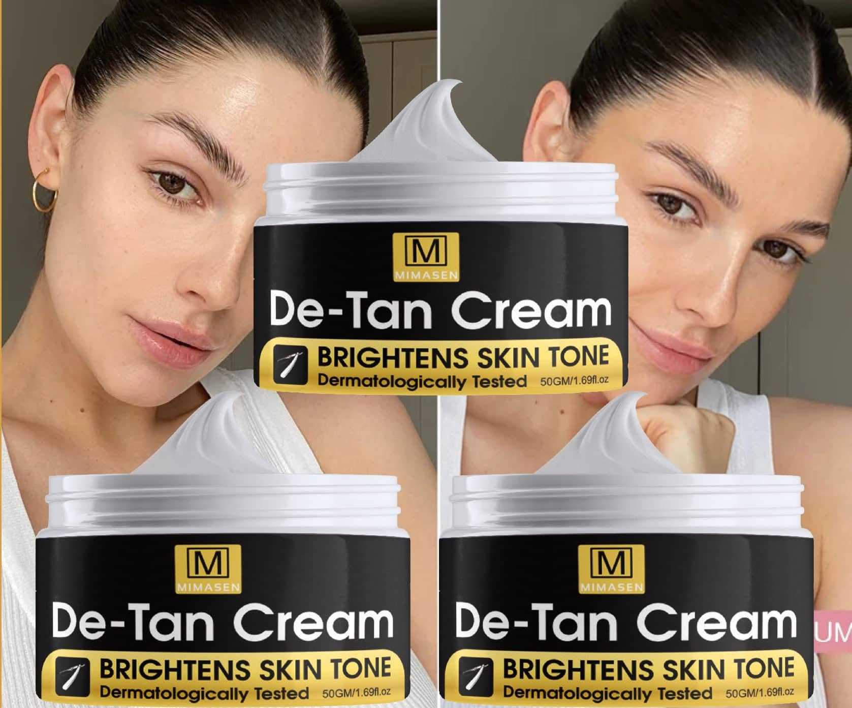 KURAIY Pure De-Tan Body and Face Tan Removal Cream With Milk and Honey Extract Pack Of 3
