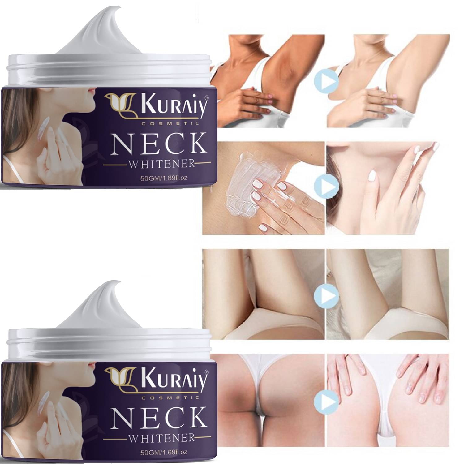     			KURAIY Neck Back Whitening Cream For Lightening & Brightening All Skin types (50 g) pack of-2