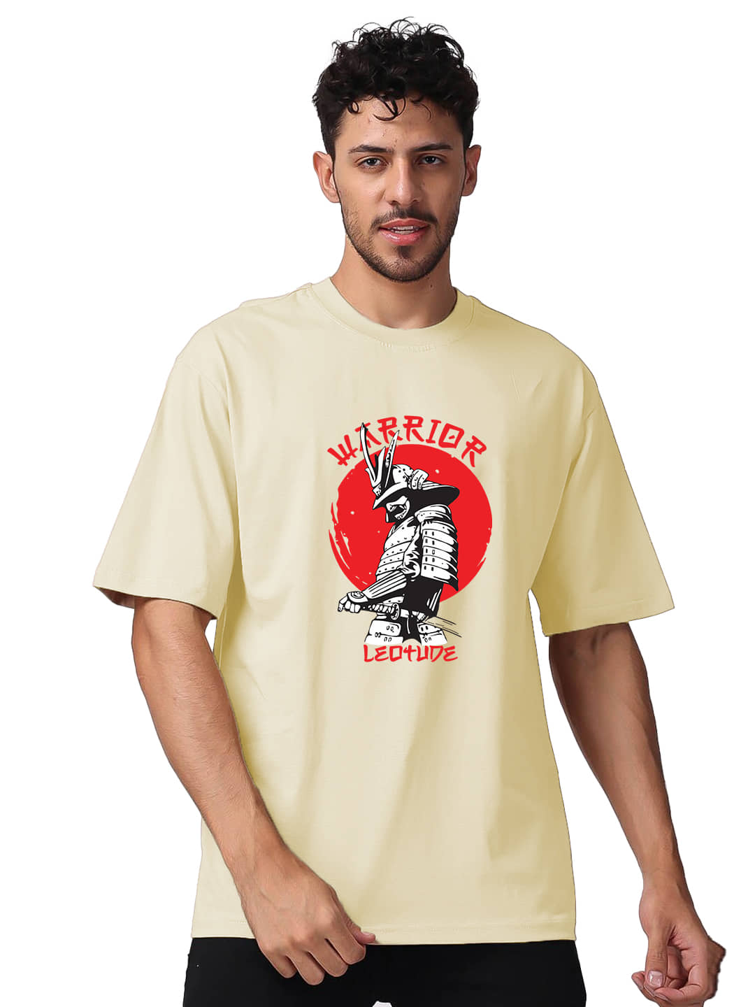 Leotude Pack of 1 Cotton Blend Oversized Fit Men's T-Shirt ( Beige )