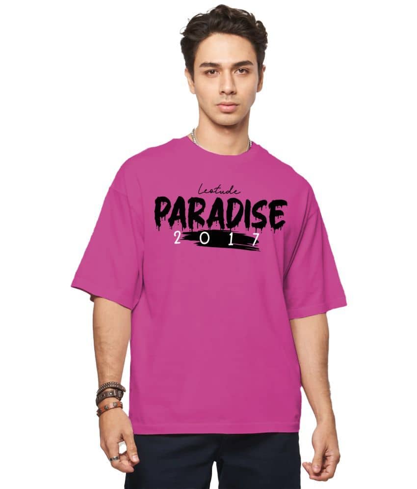 Leotude Pack of 1 Cotton Blend Oversized Fit Men's T-Shirt ( Pink )