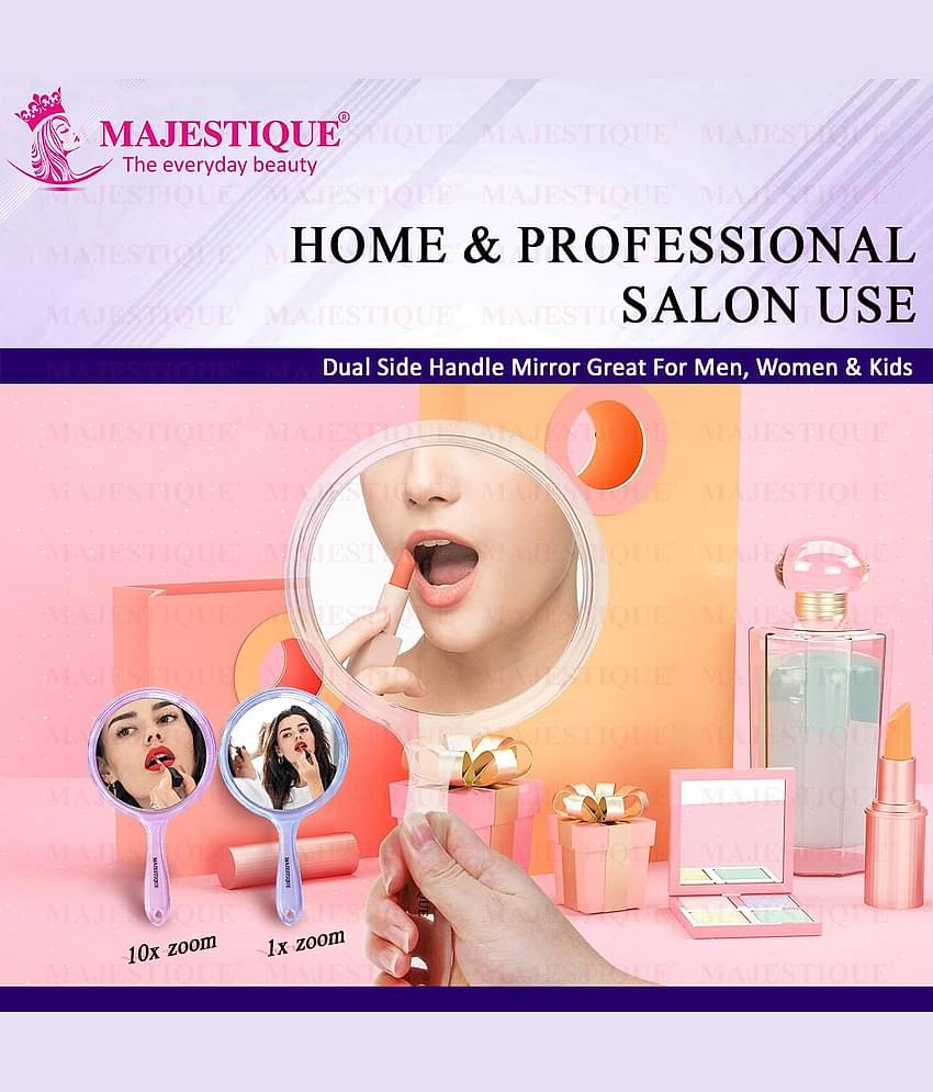 Majestique Dual Side Large Handheld Mirror, 1X/10X Magnifying Perfect for Shaving, Makeup - Purple