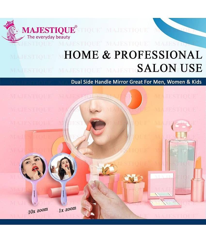 Majestique Dual Side Large Handheld Mirror, 1X/10X Magnifying Perfect for Shaving, Makeup - Blue