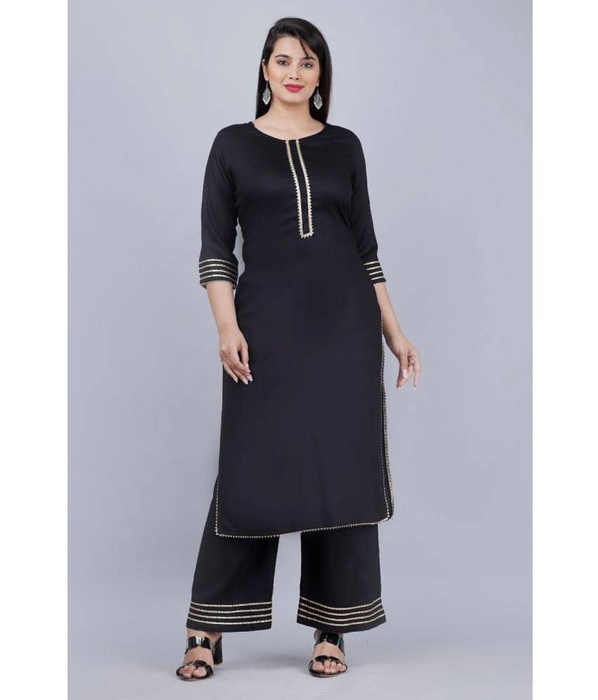     			MAUKA - Black Straight Rayon Women's Stitched Salwar Suit ( Pack of 1 )