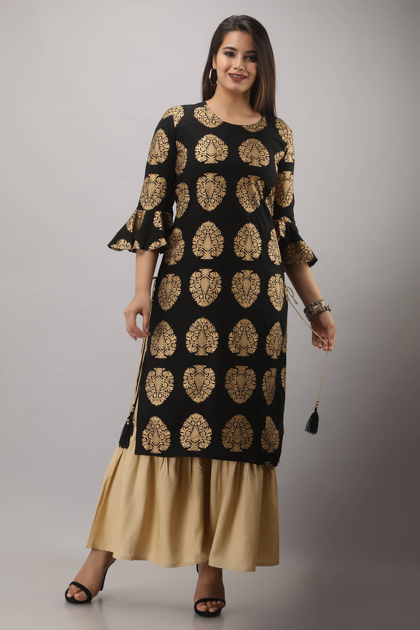 MAUKA - Black Straight Rayon Women's Stitched Salwar Suit ( Pack of 1 )