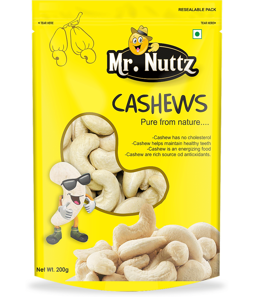 Mr.Nuttz Whole Cashews Nuts 200g, Kaju Dry Fruits