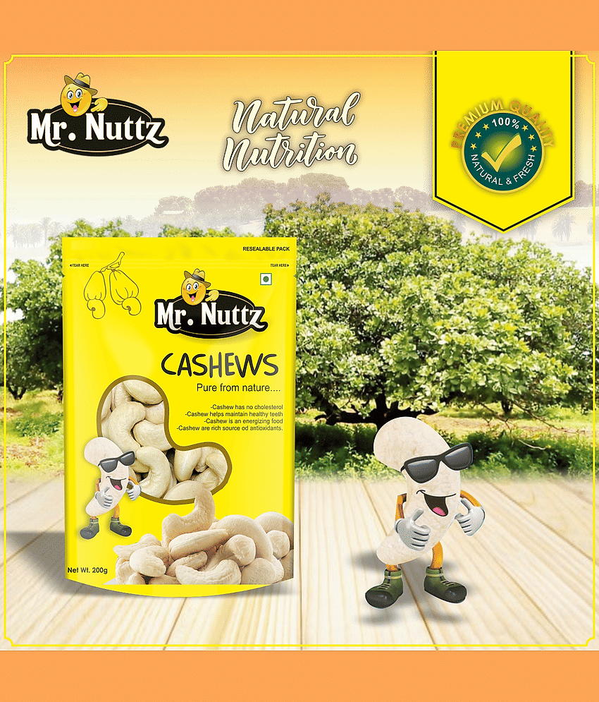 Mr.Nuttz Whole Cashews Nuts 200g, Kaju Dry Fruits