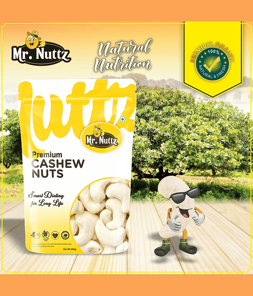 Mr.Nuttz Premium Whole Kaju Nut Dry Fruits - Cashews (500 g)