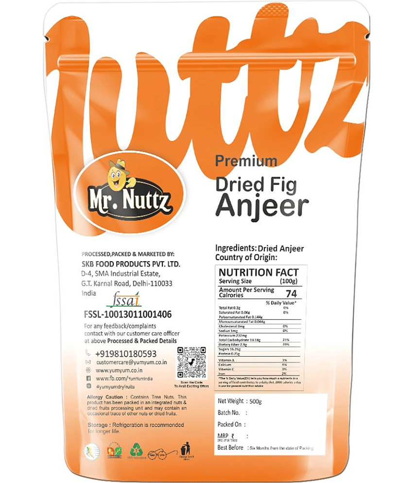 Mr.Nuttz Premium Afghani Anjeer - 1kg | Dried Figs Pack Of 2 - 500g Each Figs