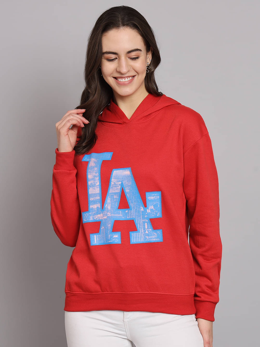 OBAAN Women Cotton Blend Hooded Sweatshirt ( Rust ) OBAAN Women Cotton Blend Hooded Sweatshirt ( Rust )