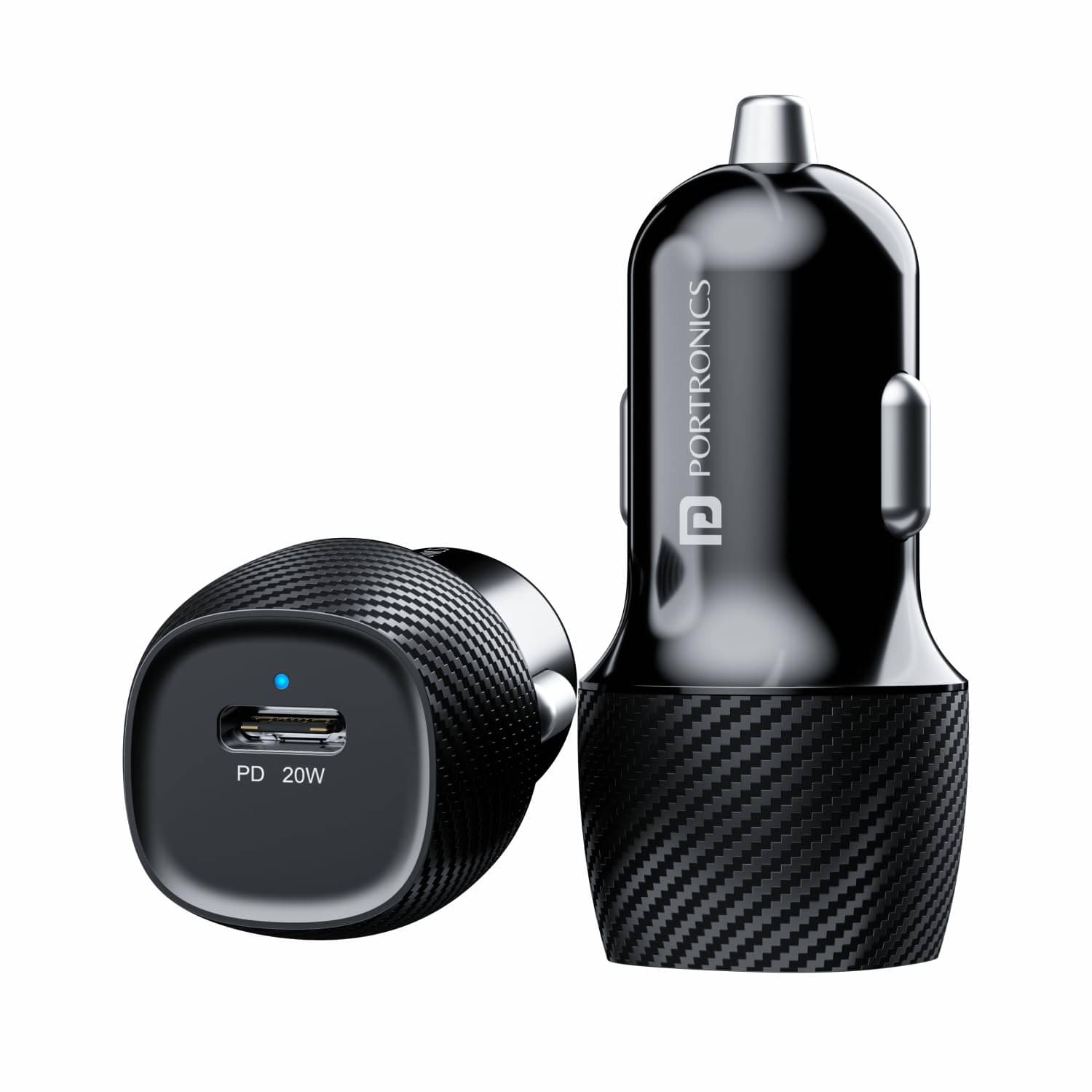     			Portronics Car Power 18 Car Charger Adapter with 20W PD Type C Port Fast Charging Compatible with iPhones, Android Smartphones, Tablets & More(Black)
