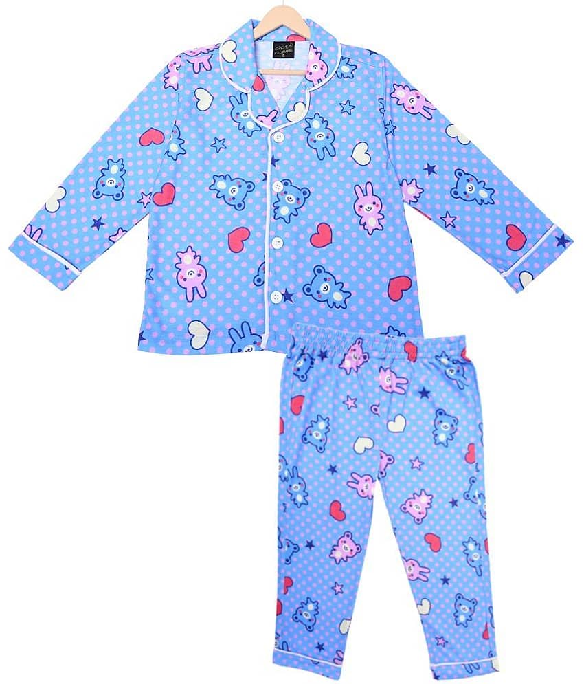 Cremlin Clothing Pack of 1 Boys Cotton Blend Nightsuit Set ( Blue ) - Nightwear & Loungewear | Buy online on ZillyBuy