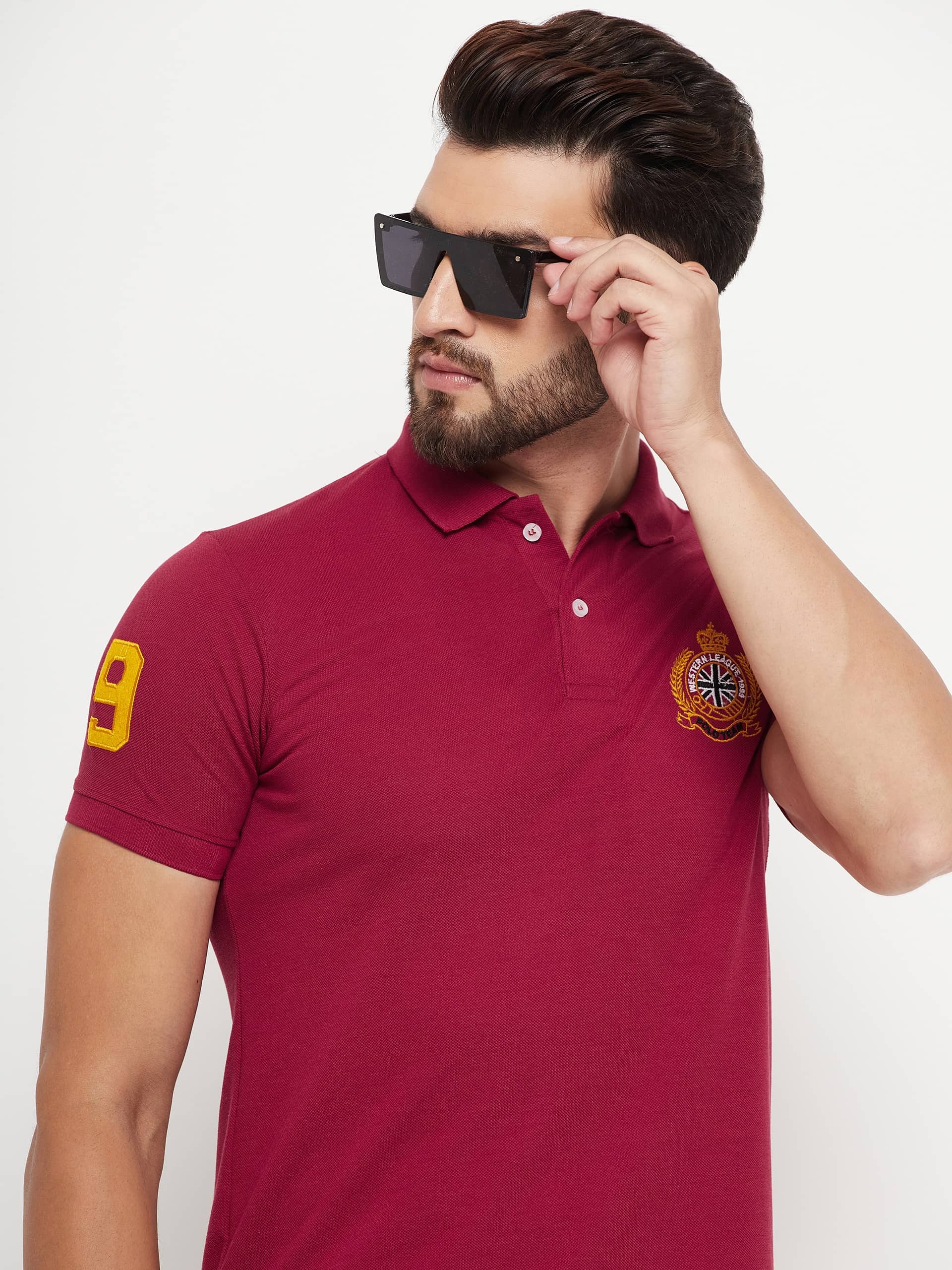 RELANE Pack of 1 Cotton Blend Regular Fit Solid Half Sleeves Men's Polo T Shirt ( Maroon )