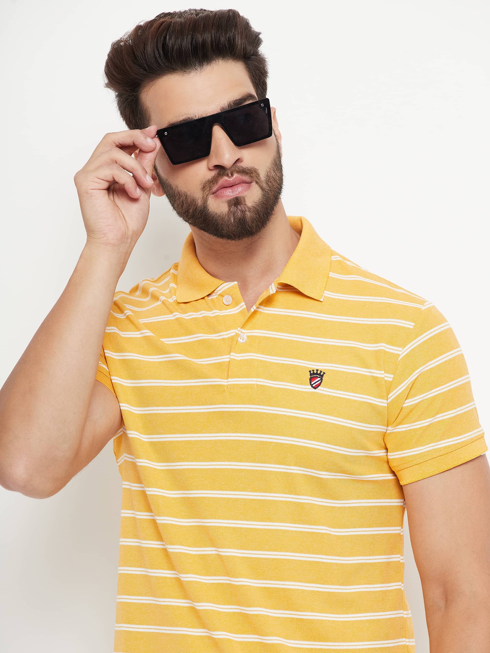 RELANE - Mustard Cotton Blend Regular Fit Men's Polo T Shirt ( Pack of 1 )