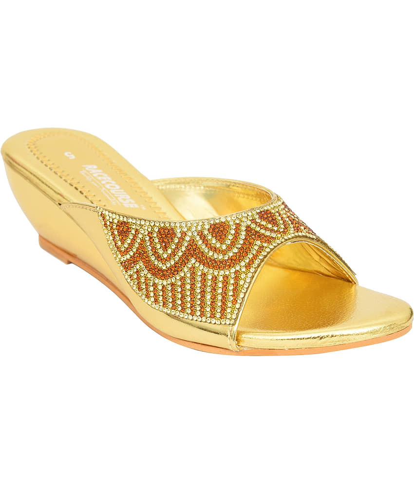 Racecourse - Gold Women's Slip On Heels - Heels | Buy online on ZillyBuy