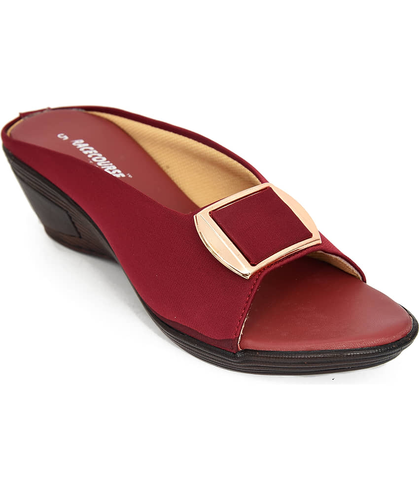 Racecourse - Maroon Women's Slip On Heels - Heels | Buy online on ZillyBuy