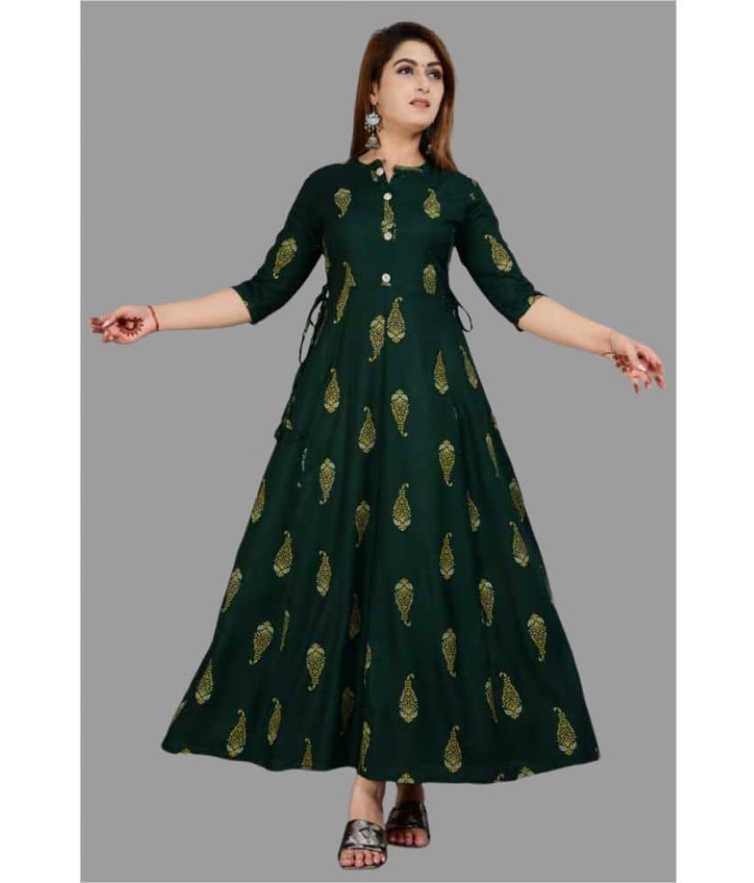 SIPET - Green Rayon Women's Anarkali Kurti ( Pack of 1 ) - Kurtis, Tunics | Buy online on ZillyBuy