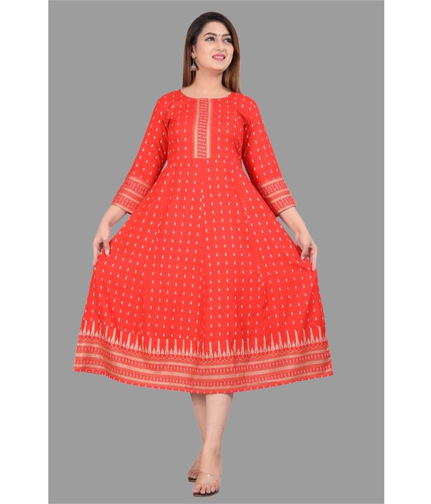 SIPET - Red Rayon Women's Anarkali Kurti ( Pack of 1 ) SIPET - Red Rayon Women's Anarkali Kurti ( Pack of 1 )
