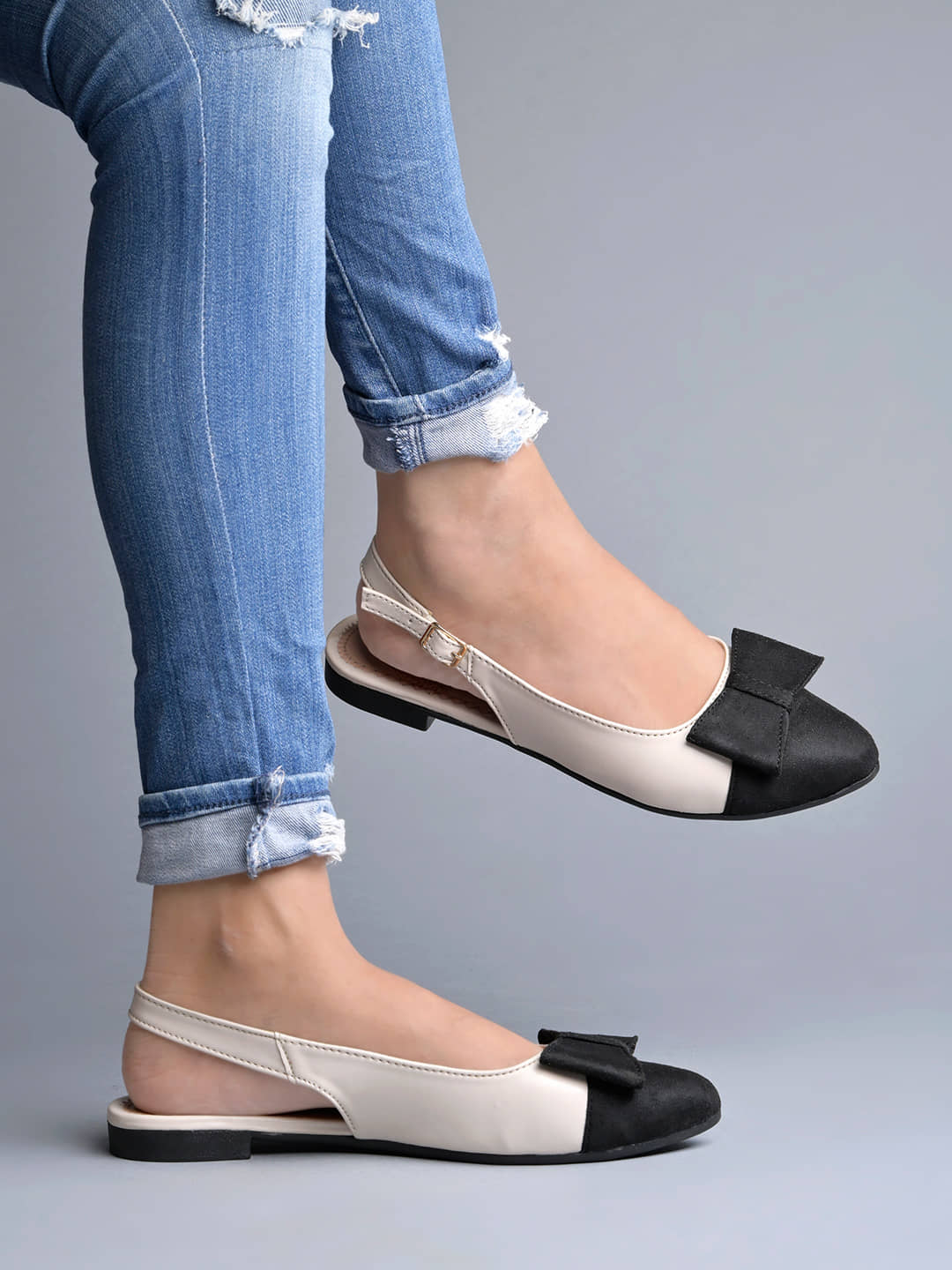 Shoetopia Stylish Uppper Bow Black Flats For Girls