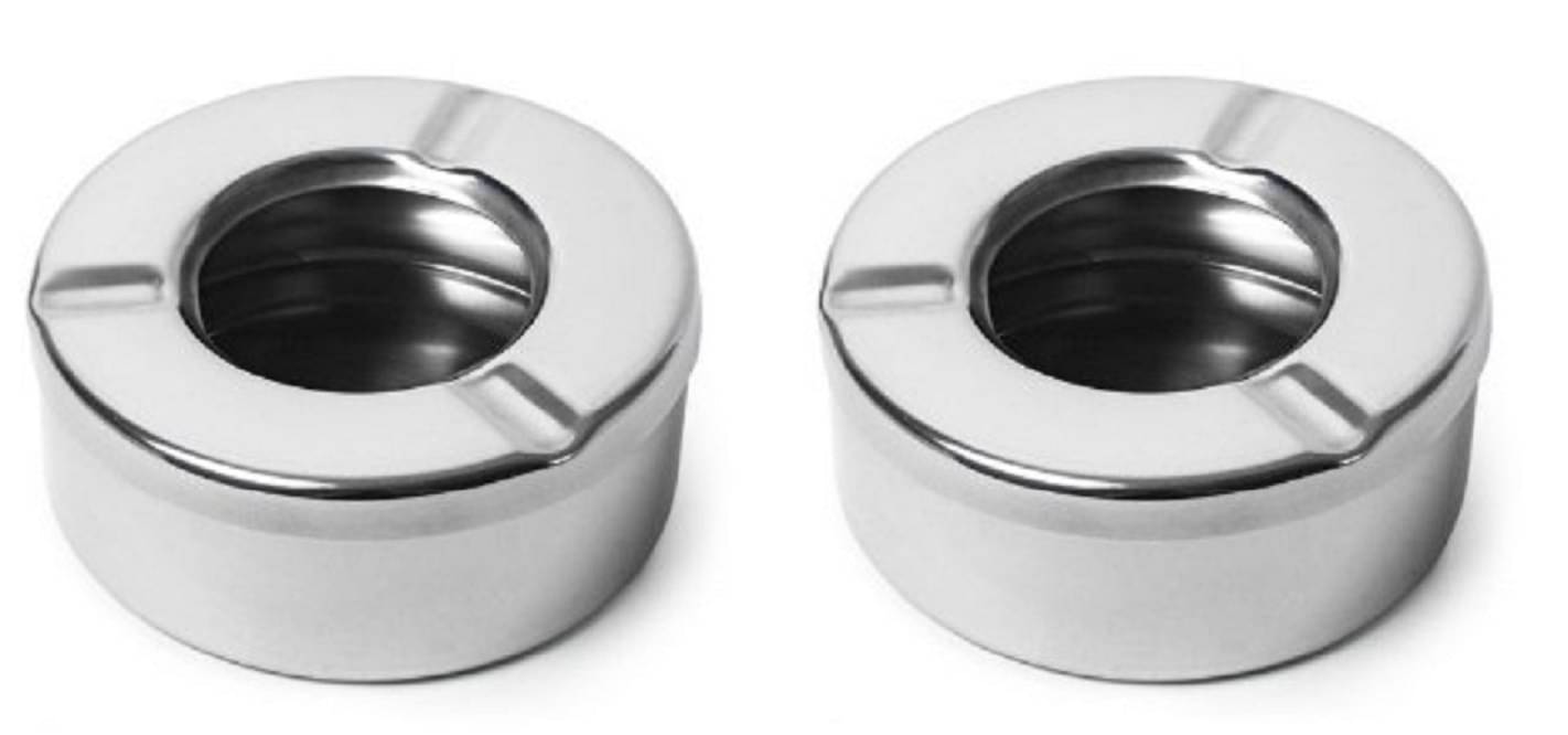     			Stainless Steel Set of 2 Lid ash tray