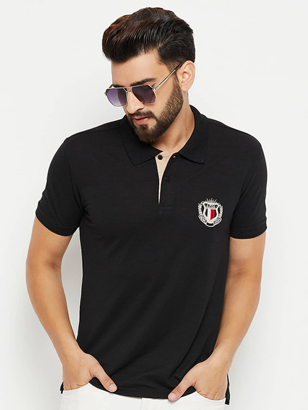 XFOX - Black Cotton Blend Regular Fit Men's Polo T Shirt ( Pack of 1 )