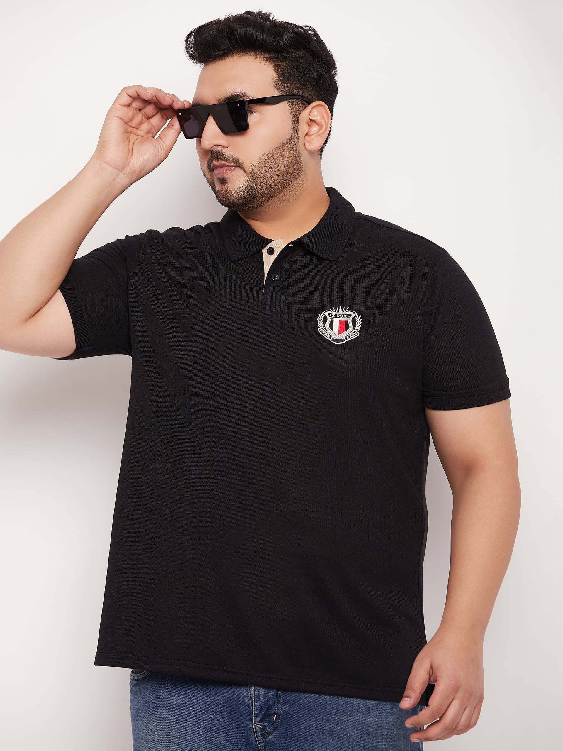 XFOX - Black Cotton Blend Regular Fit Men's Polo T Shirt ( Pack of 1 ) XFOX - Black Cotton Blend Regular Fit Men's Polo T Shirt ( Pack of 1 )