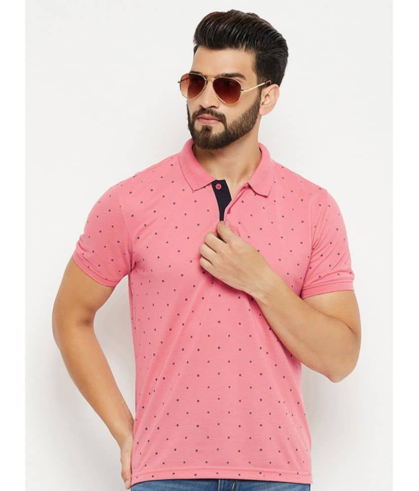 XFOX Pack of 1 Cotton Blend Regular Fit Printed Half Sleeves Men's Polo T Shirt ( Coral )