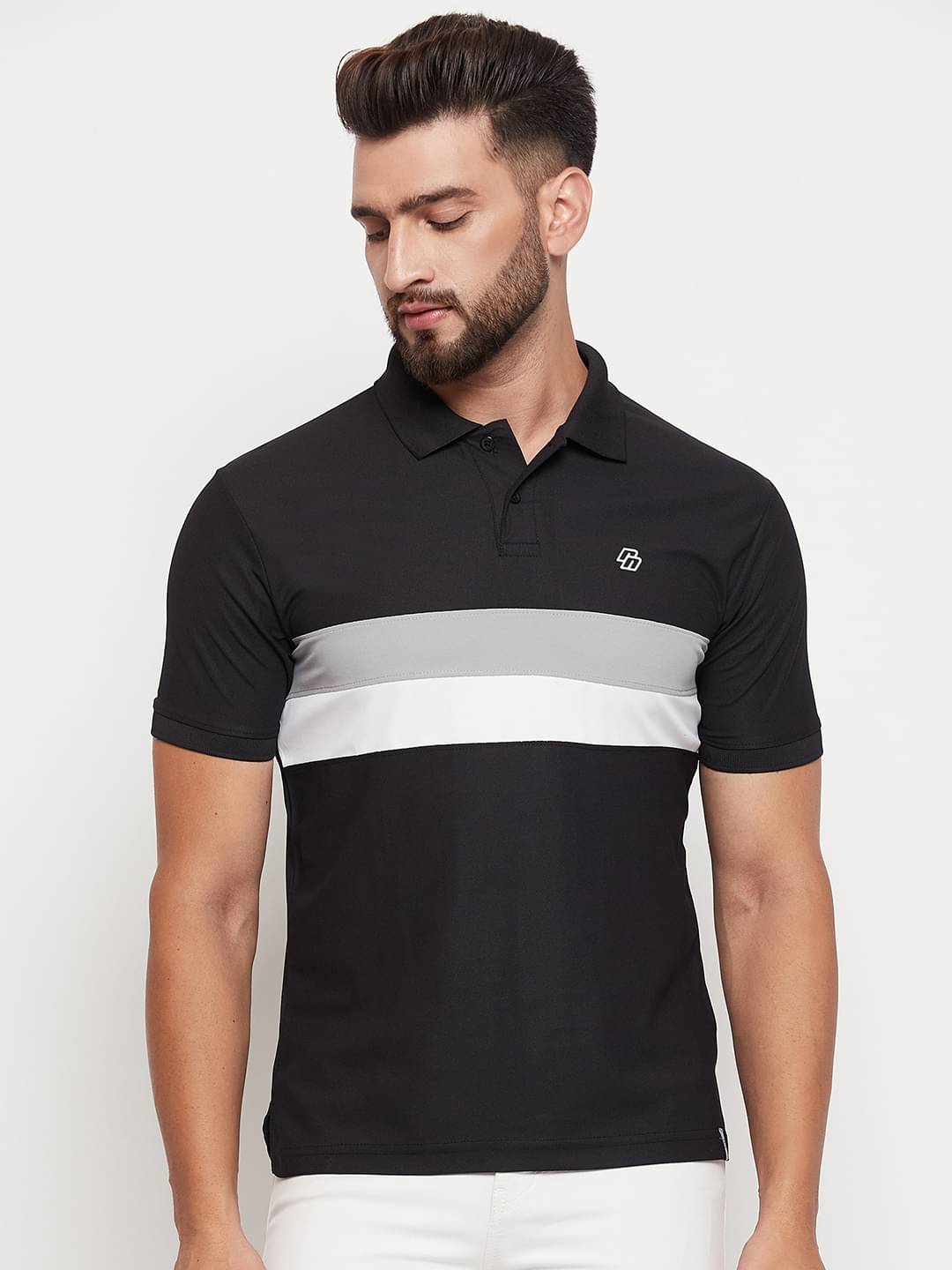 renuovo Pack of 1 Cotton Blend Regular Fit Colorblock Half Sleeves Men's Polo T Shirt ( Black ) renuovo Pack of 1 Cotton Blend Regular Fit Colorblock Half Sleeves Men's Polo T Shirt ( Black )