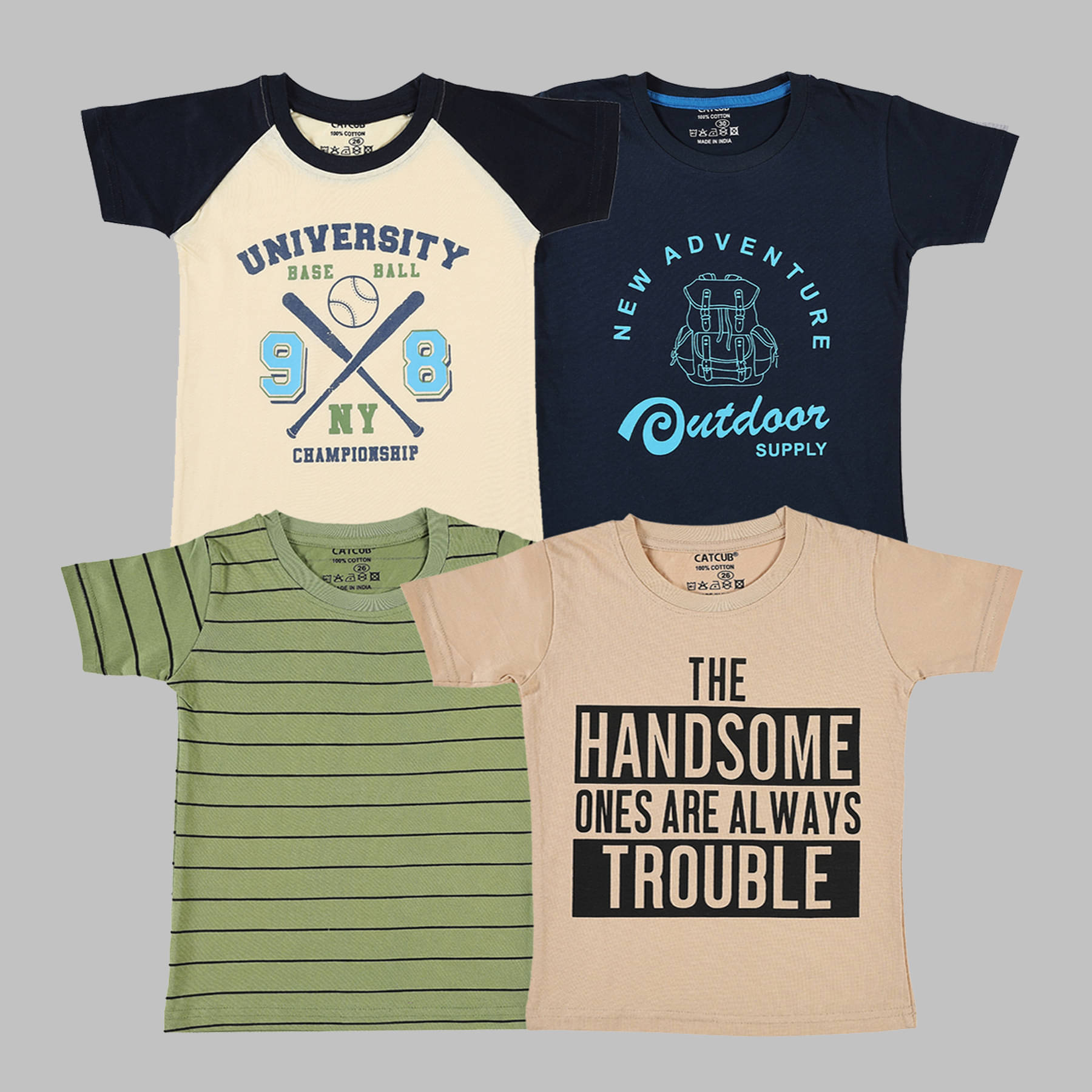     			CATCUB Pack of 4 Boys Cotton Blend T-Shirt ( Multicolor )