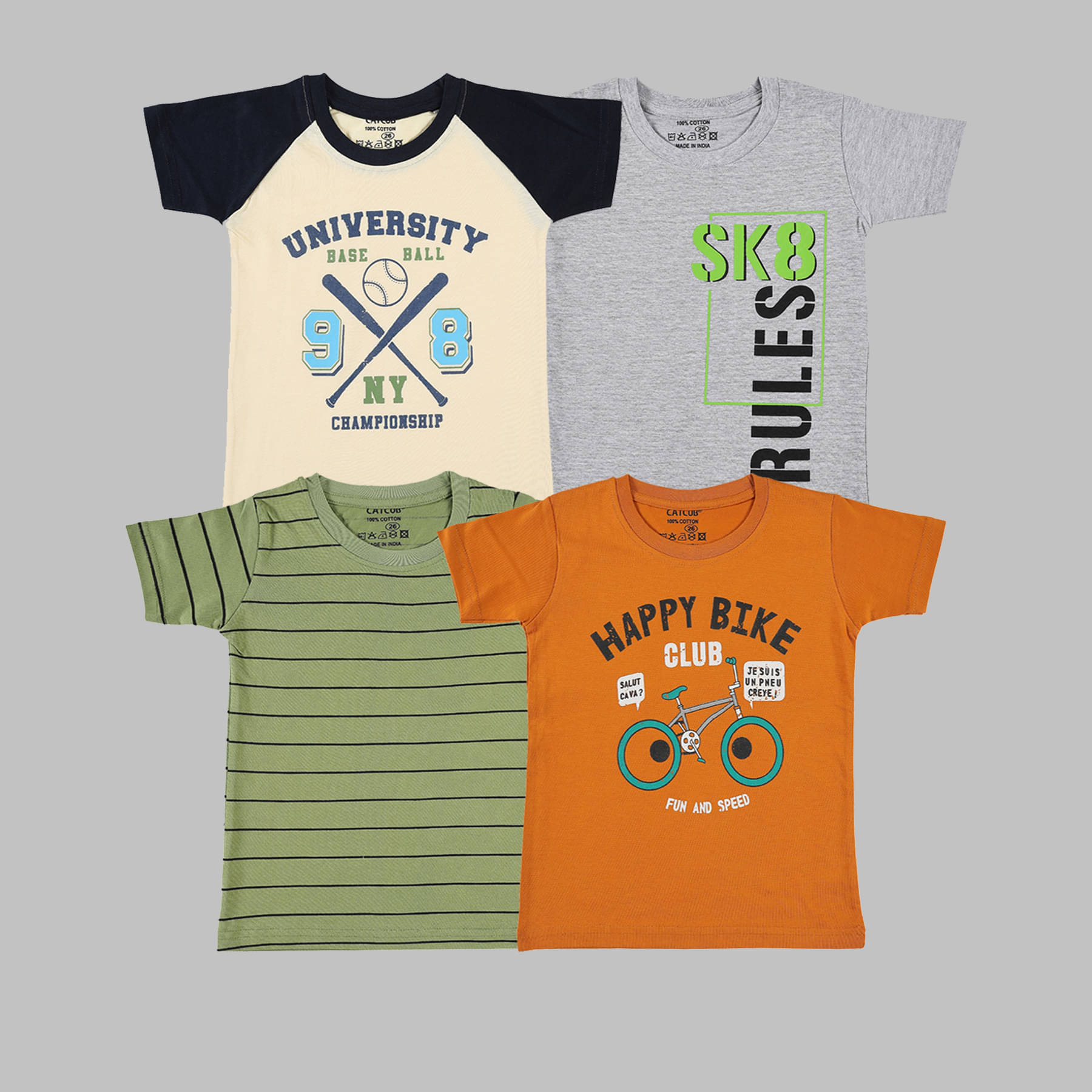     			CATCUB Pack of 1 Boys Cotton Blend T-Shirt ( Multicolor )