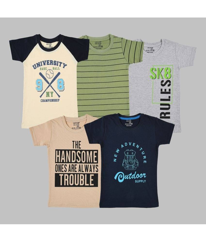     			CATCUB Pack of 2 Boys Cotton Blend T-Shirt ( Multicolor )