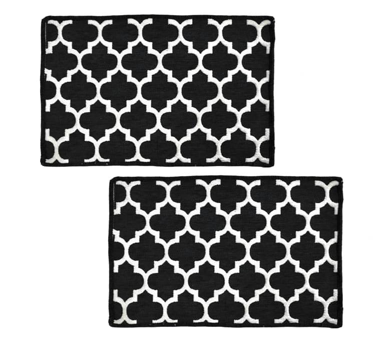     			FURNISHING HUT - Anti-skid Polyester Door Mat ( 60 X 40 cm ) Set of 2 - Black