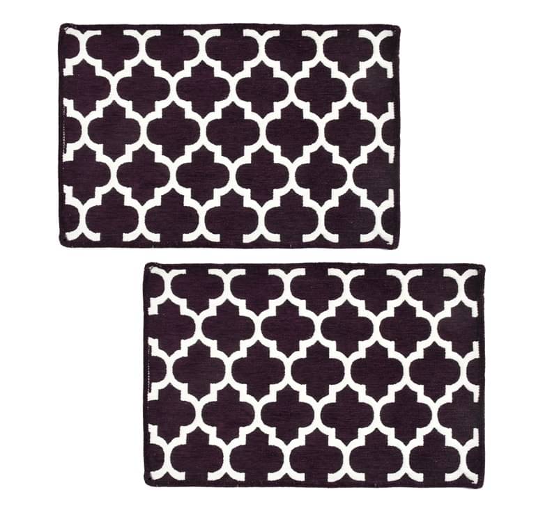    			FURNISHING HUT - Anti-skid Polyester Door Mat ( 60 X 40 cm ) Set of 2 - Purple