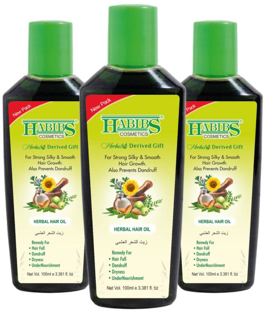     			Habibs Hair oil For Strong Long Thick hair Nourishes Scalp Controls Hair Fall 100ml Pack of 3