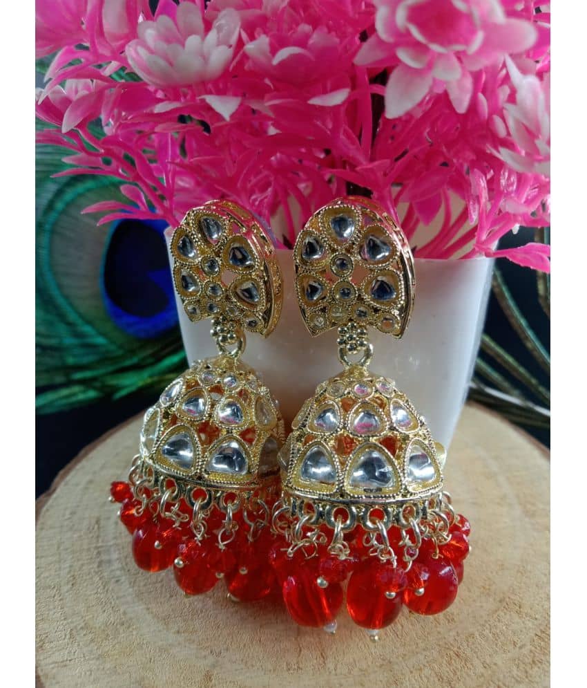 Jiyanshi fashion Red Jhumki Earrings ( Pack of 1 ) - Earrings | Buy online on ZillyBuy