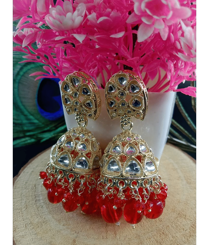 Jiyanshi fashion Red Jhumki Earrings ( Pack of 1 ) - Earrings | Buy online on ZillyBuy