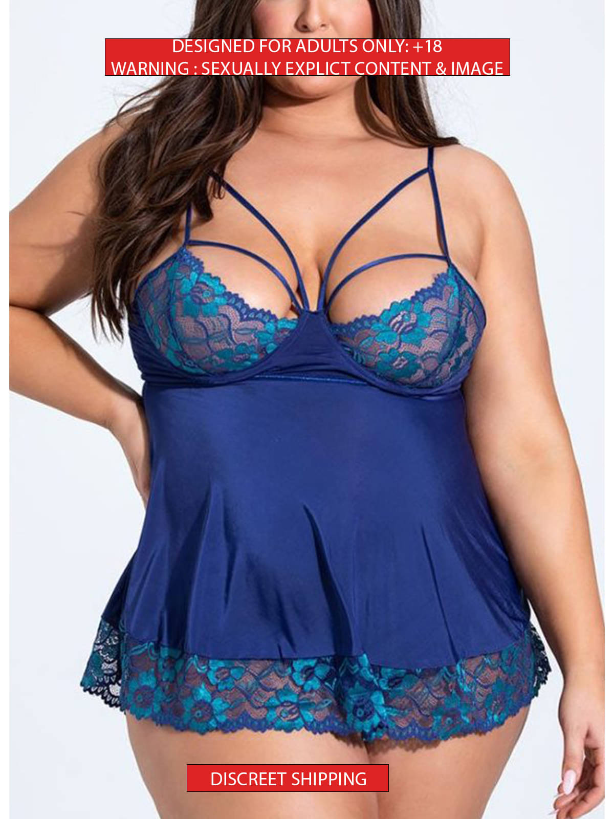     			KAMUKLIFE COOL BLUE PLUS SIZE BABYDOLL WITH LACE