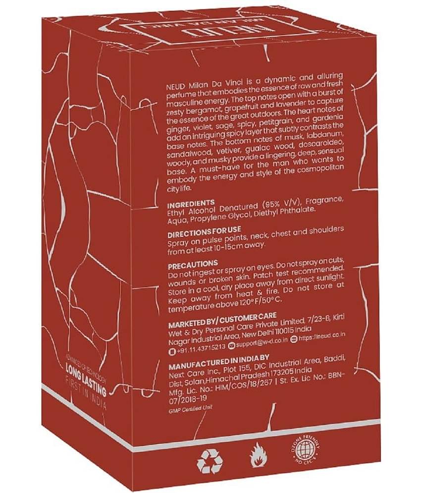 NEUD Milan Da Vinci Luxury Perfume for Cosmopolitan Men Long Lasting EDP, 100ml