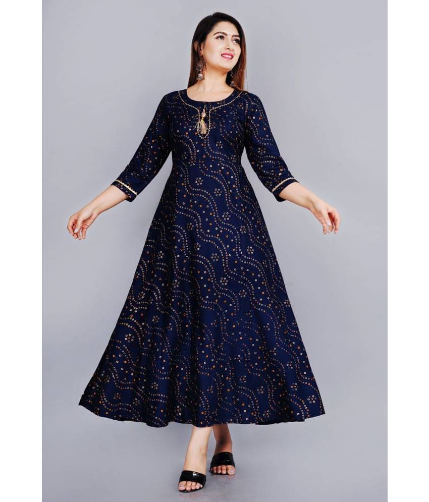     			Smien - Blue Rayon Women's Flared Kurti ( Pack of 1 )