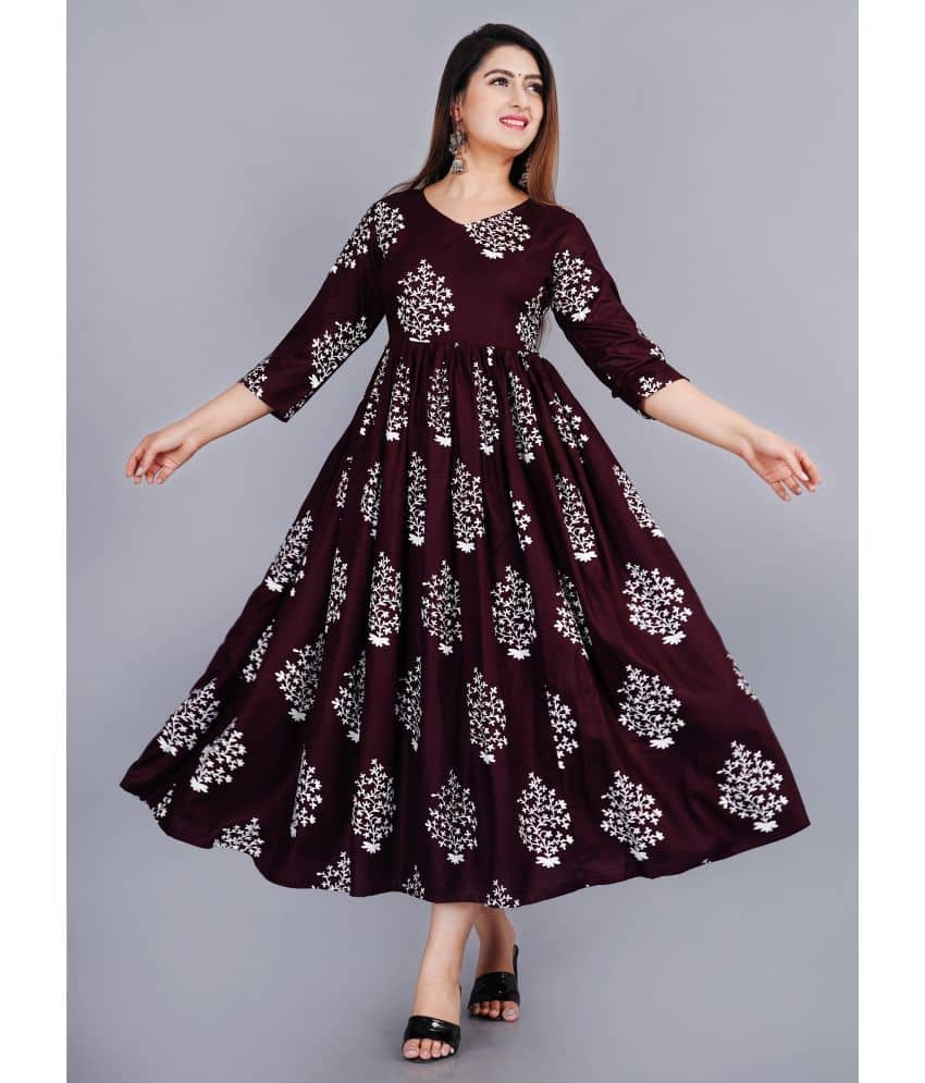 Smien - Wine Rayon Women's Flared Kurti ( Pack of 1 ) - Kurtis, Tunics | Buy online on ZillyBuy