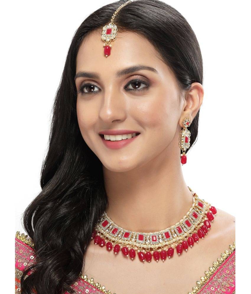     			Sukkhi Red Alloy Necklace Set ( Pack of 1 )