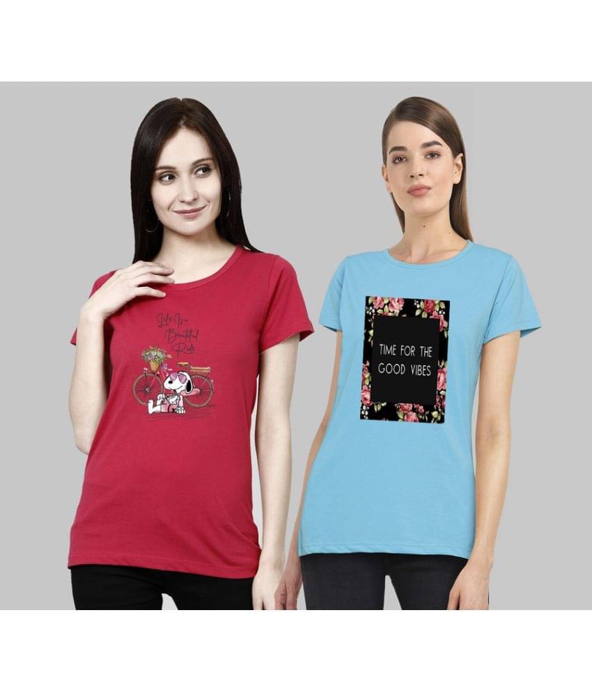 CHOZI Women Cotton Blend Printed Regular Fit Round Neck T-Shirt ( Multi Color ) CHOZI Women Cotton Blend Printed Regular Fit Round Neck T-Shirt ( Multi Color )