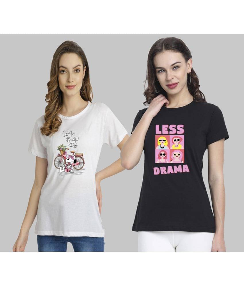     			CHOZI Women Cotton Blend Printed Regular Fit Round Neck T-Shirt ( Multi Color )