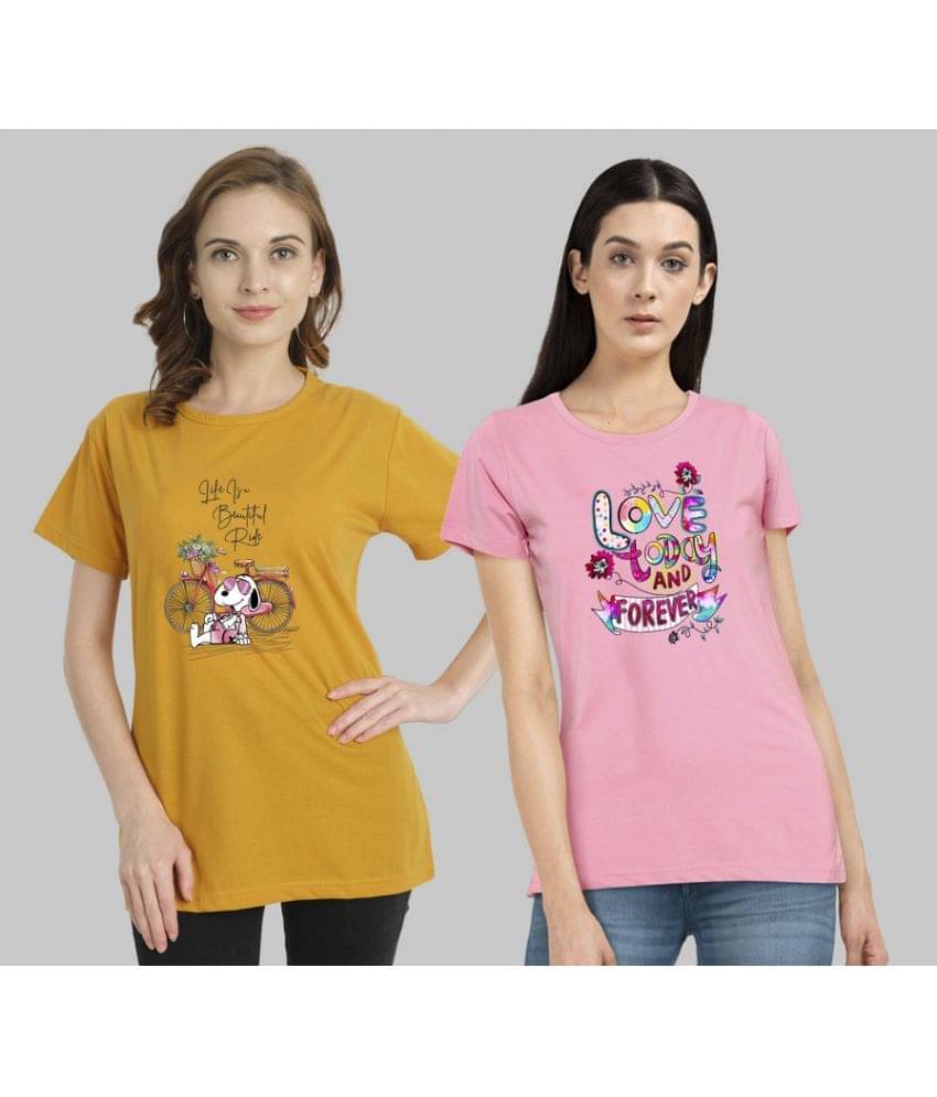     			CHOZI Women Cotton Blend Printed Regular Fit Round Neck T-Shirt ( Multi Color )