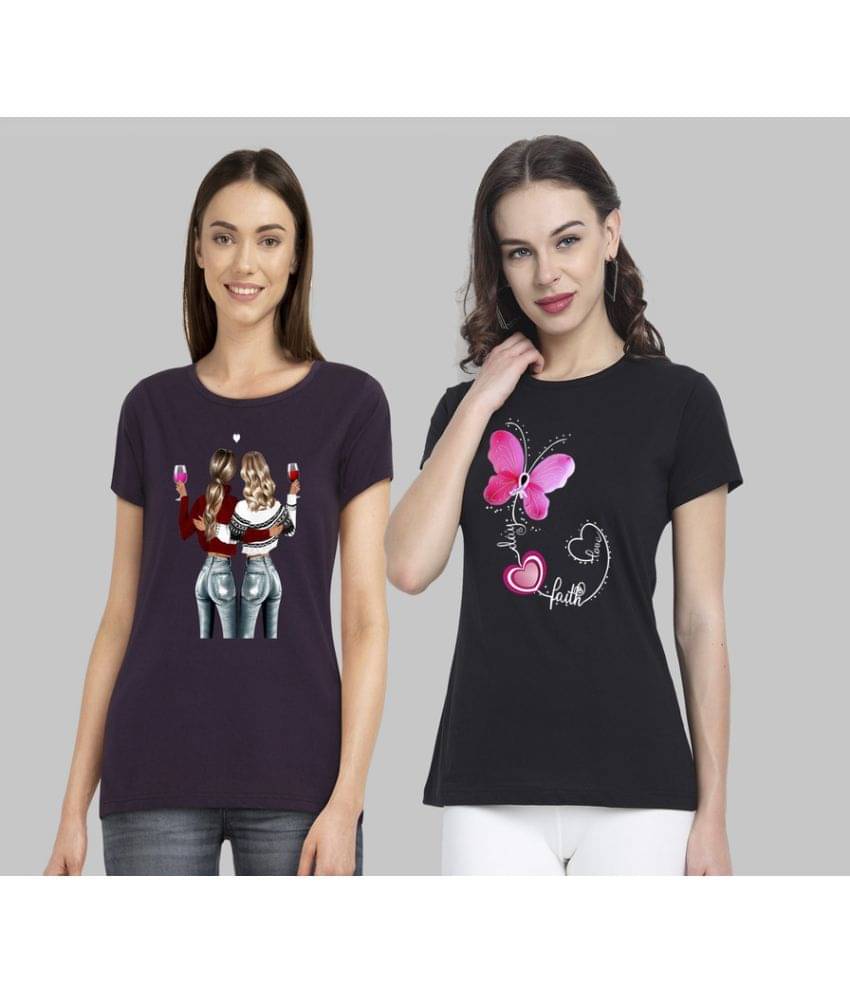 CHOZI Women Cotton Blend Printed Regular Fit Round Neck T-Shirt ( Multi Color ) CHOZI Women Cotton Blend Printed Regular Fit Round Neck T-Shirt ( Multi Color )