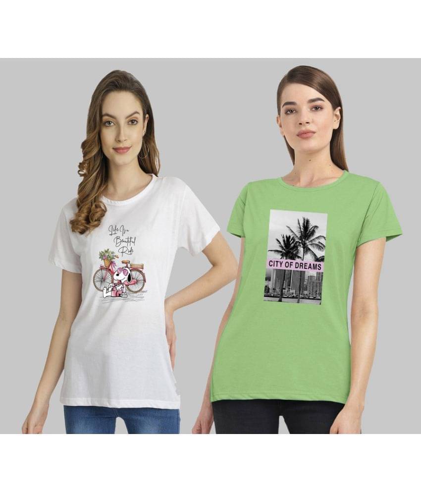     			CHOZI Women Cotton Blend Printed Regular Fit Round Neck T-Shirt ( Multi Color )